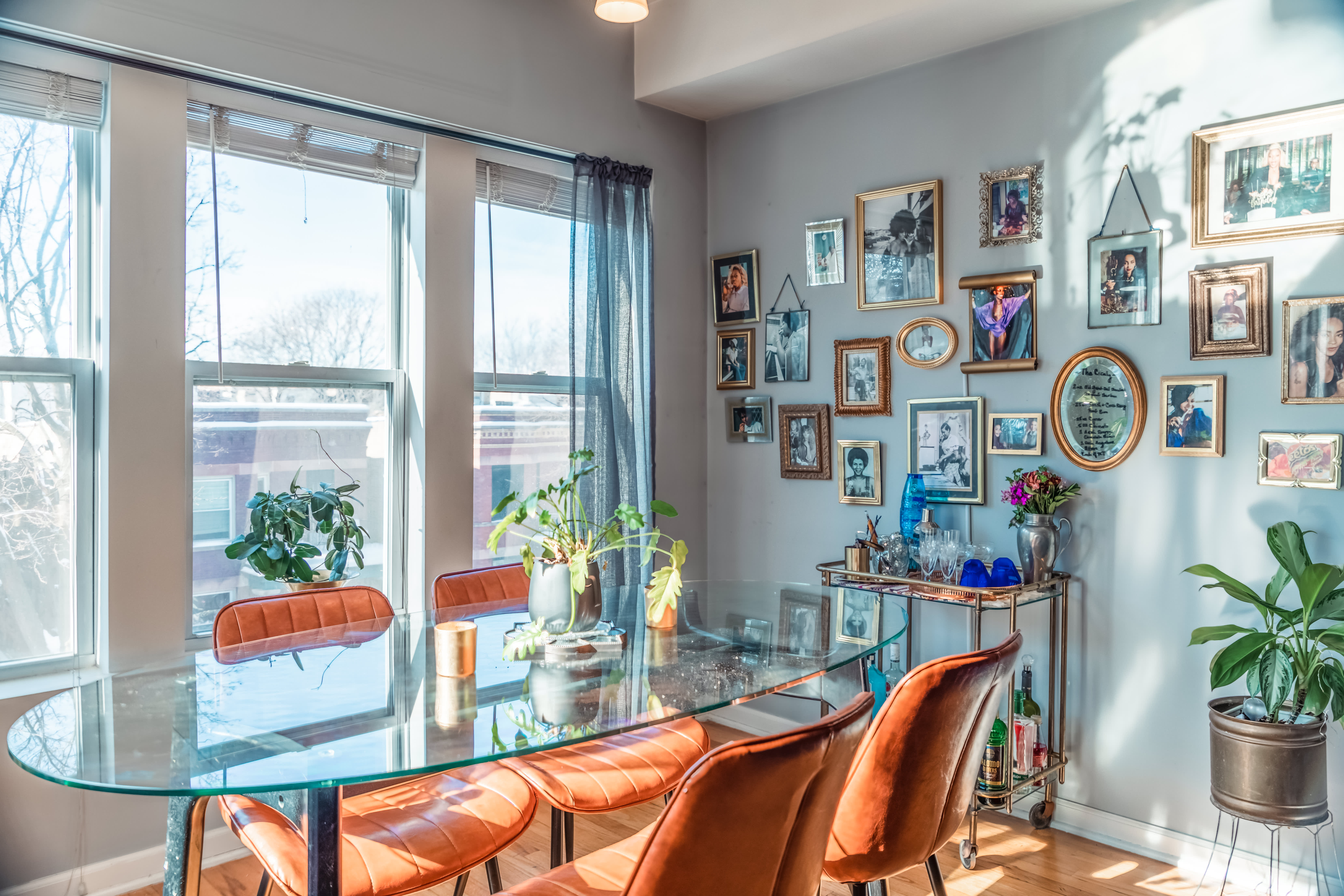 Glass mid century modern shop dining table